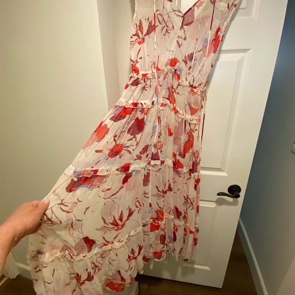 Hugo Boss Women’s Sheer Chiffon Floral Print Maxi Dress XS-S sample New NWOT - Picture 6 of 17